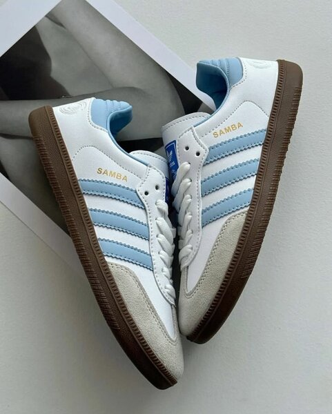 Baskets Samba blanches et bleues