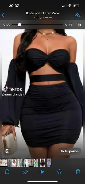 Robe noire élégante deux pièces