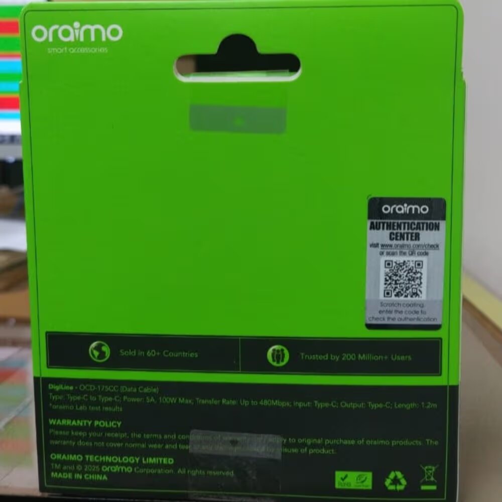 Câble USB-C Oraimo 100W