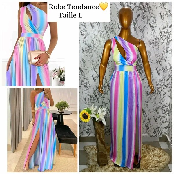 Robe Maxi Arc-en-Ciel Élégante