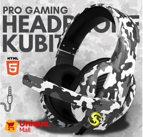 RGB - KUBITE Original Gaming Headphones with 40mm Drivers, 3D Surround Sound, Noise-Canceling Mic, Soft Comfortable Over-Ear Design, Camouflage Green & Gray, for PUBG Mobile, PS4, Xbox, PC, Laptop by Unique Mall