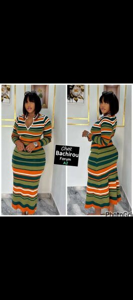 Robe Rayée Élégante Femme