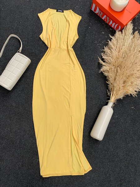 Robe Longue Jaune moulante