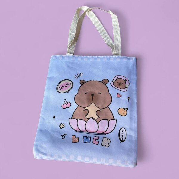 Tote Bag Capybara Cartoon