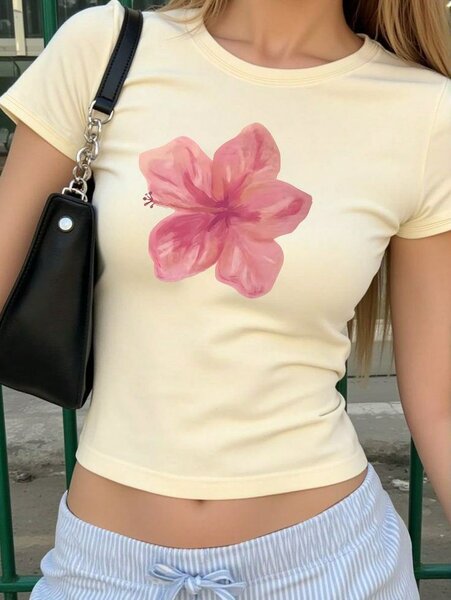 T-shirt Femme Fleur Imprimée