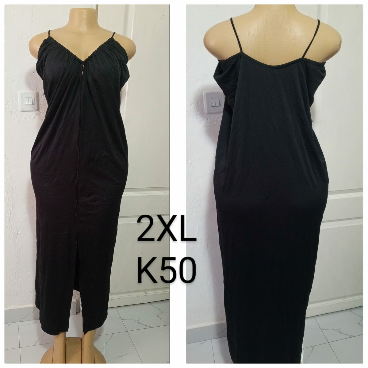 Women's Black Dress with Straps, size 2XL