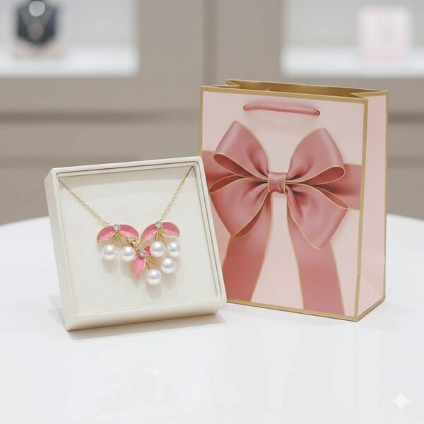 Collier fleurs en perles roses