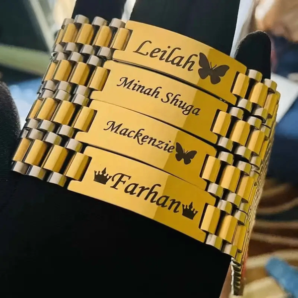 Bracelet en acier inoxydable personnalisé avec nom