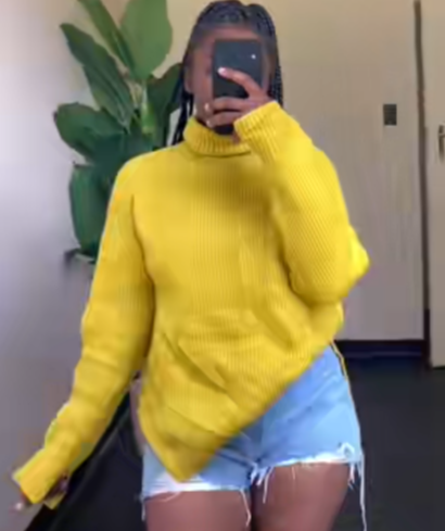 Thrift sweater, yellow