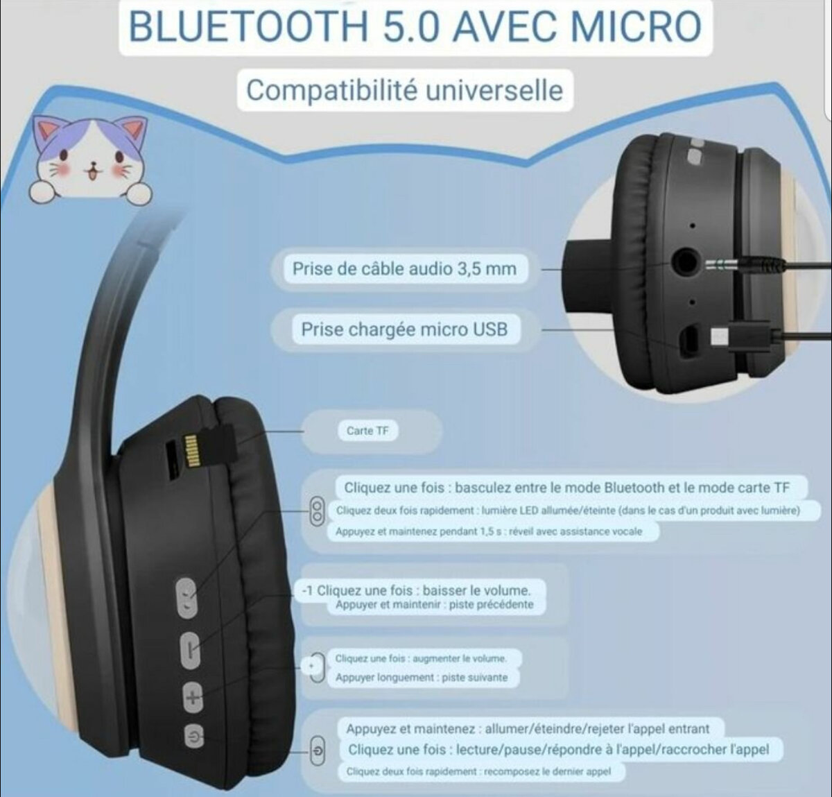 Cat Ear Bluetooth Headphones