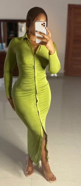 Shiny women's dress green S,M,L,XL,2XL