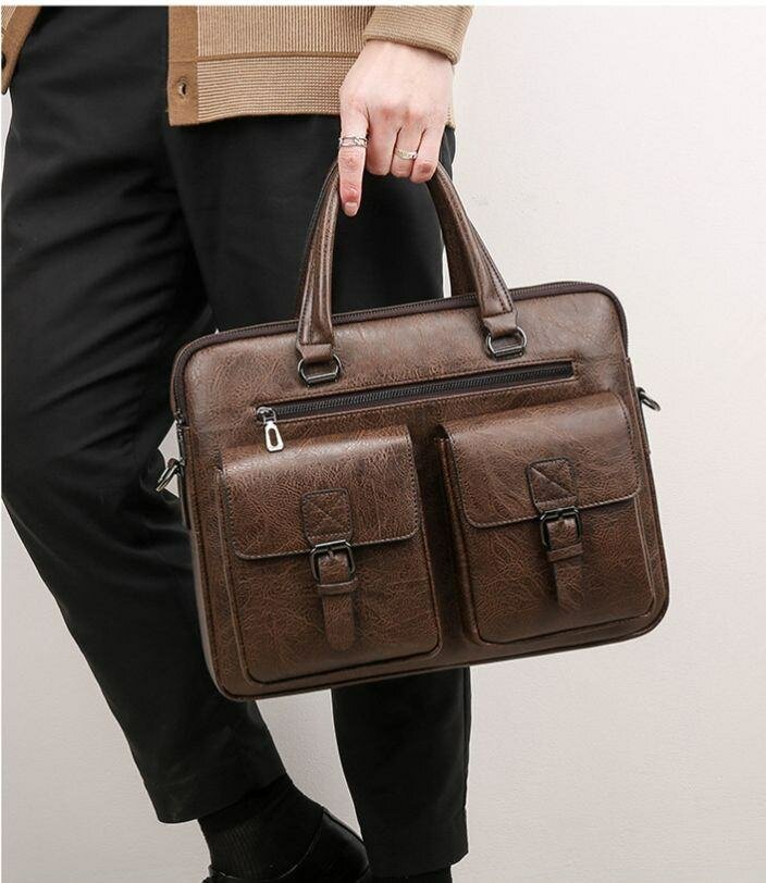 Men's leather briefcase bag