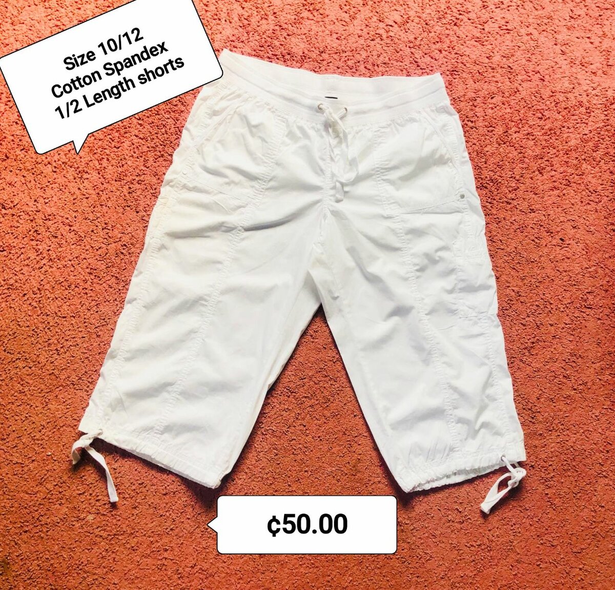 1/2 Length white shorts