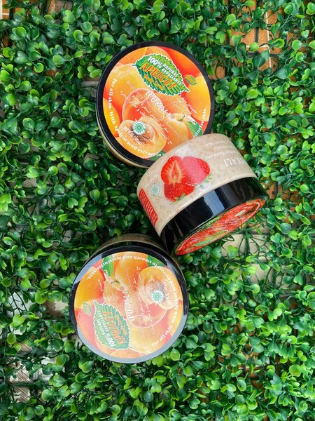 Apricot seed and strawberries natural exfoliants body scrub