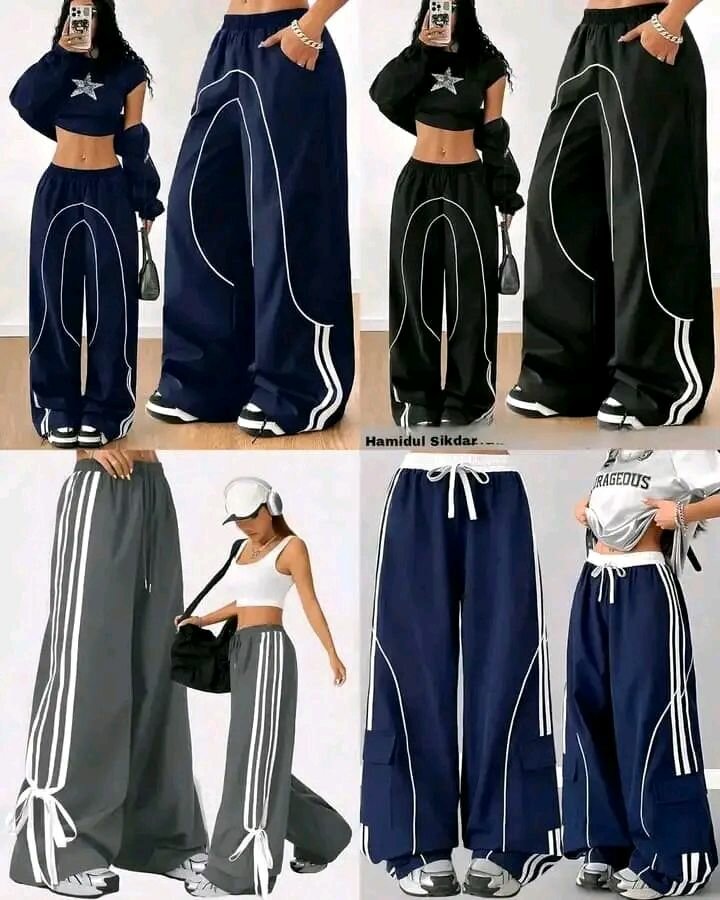 Pantalons larges à rayures