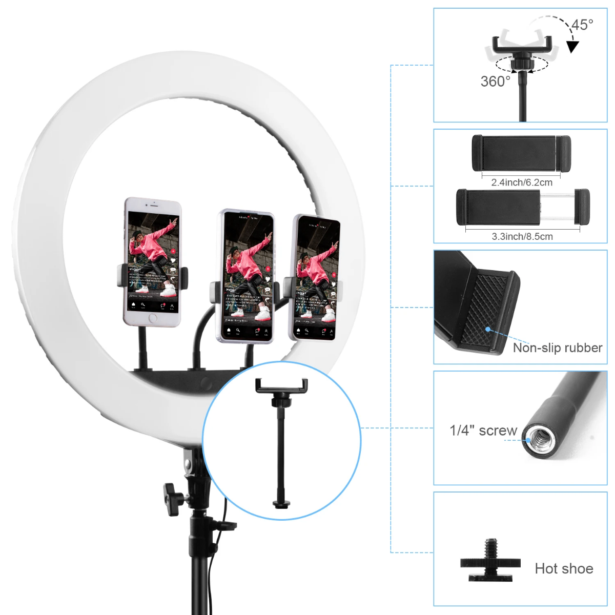 Anneau lumineux réglable LED