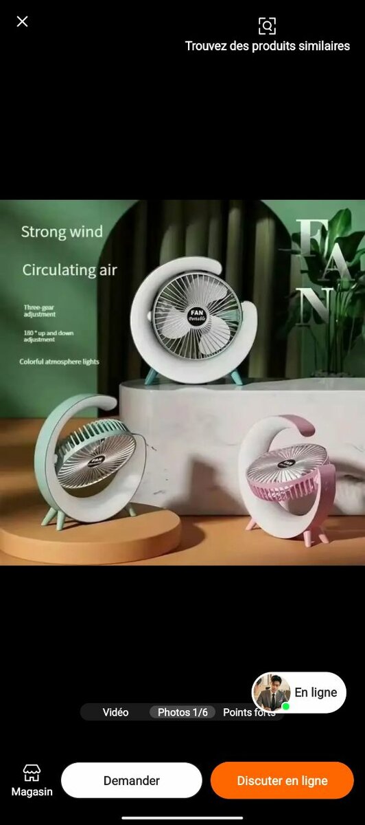 Ventilateur portable LED coloré