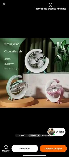 Ventilateur portable LED coloré