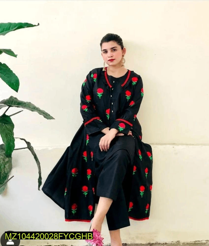 3 PCs Women's stitched Katan Silak embroidery Suituit