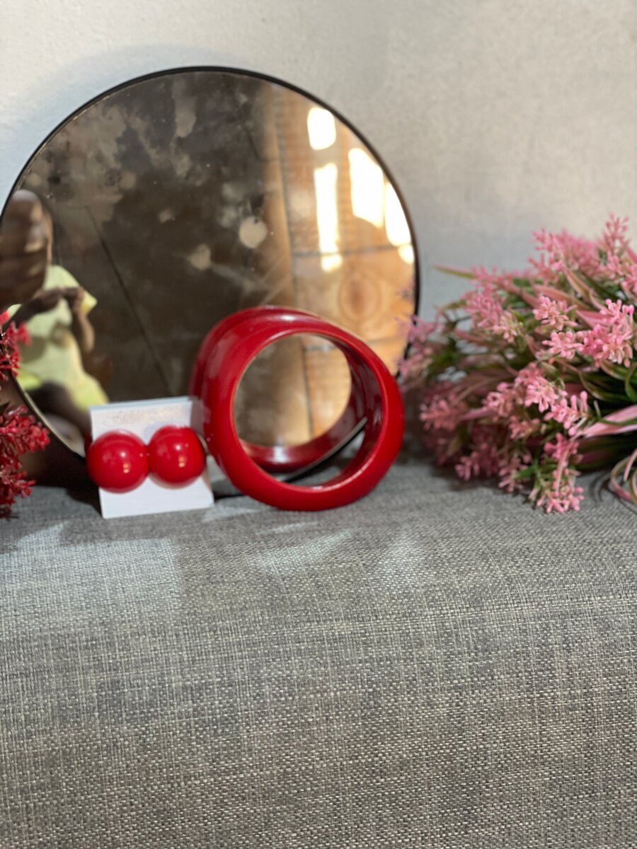Ensemble Bracelet Rouge et Boucles