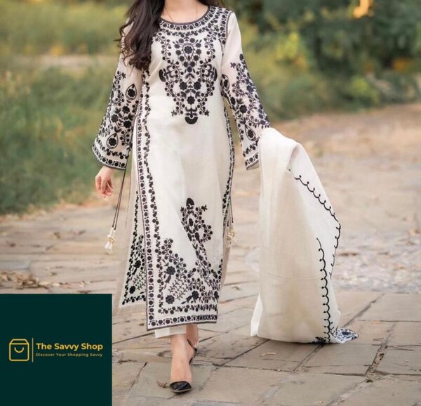 Stitched organza embroidered suit ( women )