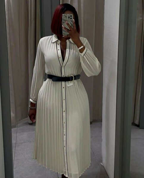 Robe chemisier plissée élégante