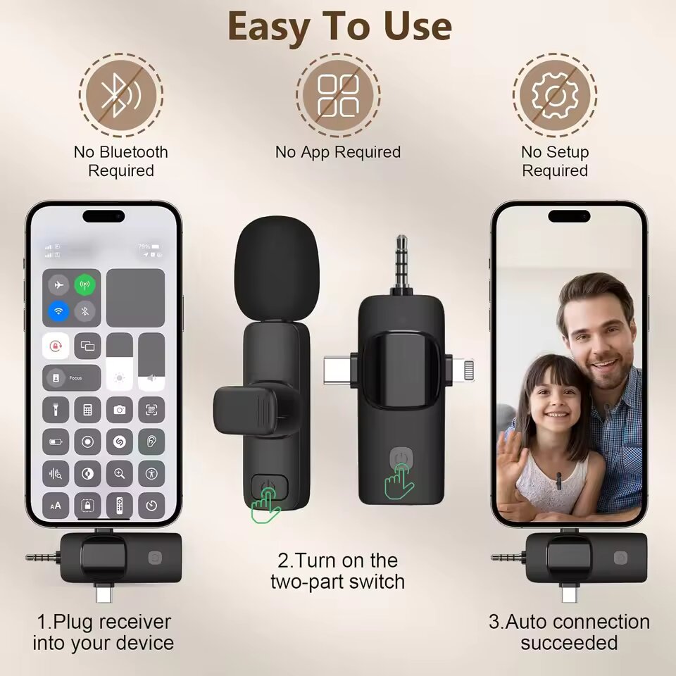 Wireless Lavalier Microphone K15 for iPhone Android 3.5mm fo