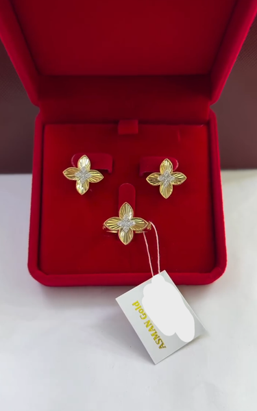 Золотой комплект Италия, Размер кольца 19