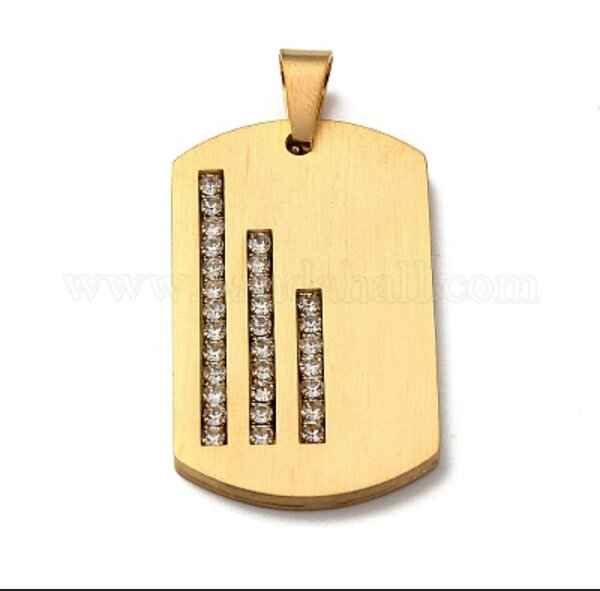 Pendentif en acier doré strass