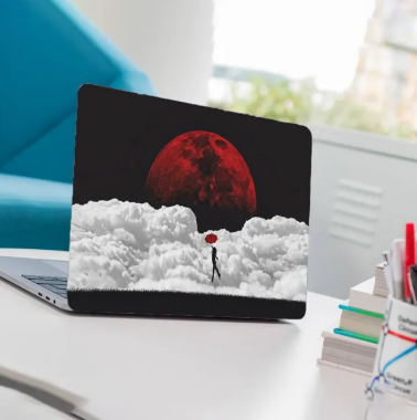 Red Moon Laptop Back Skin Sticker-Laptop Back Skin-Laptop Skin Vinyl Sticker Decal, 13 13.3 14.6 15 15.4 15.6 Inch Laptop Skin Sticker Cover For All Laptops