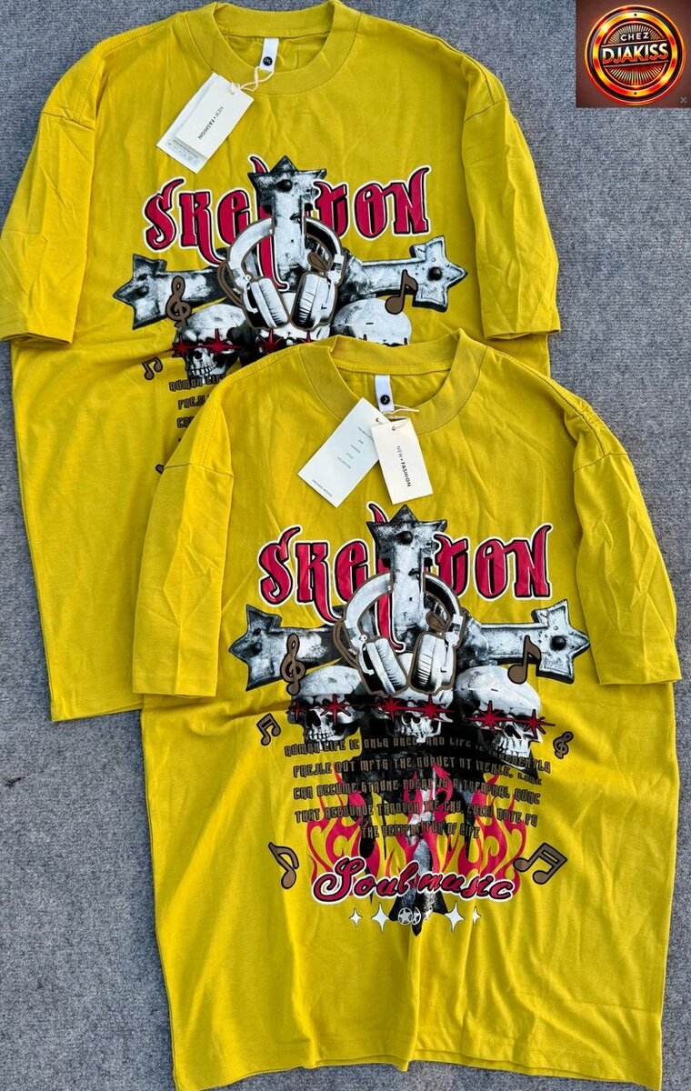 T-shirts jaunes imprimés Skelbon
