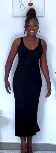 Dress cotton, black, maxi