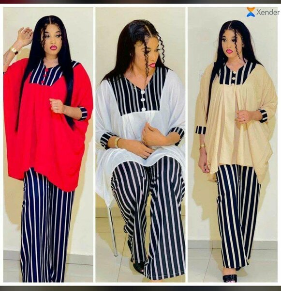 Tenue élégante à rayures