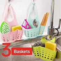 Eco-friendly Kitchen Sink Sponge Storage Hanging Basket Adjustable Snap Holder Kitchen Sink Baskets