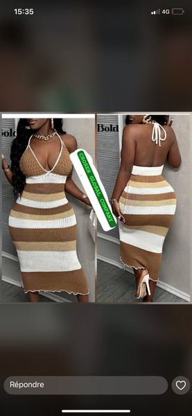 Robe dos nu rayée élégante