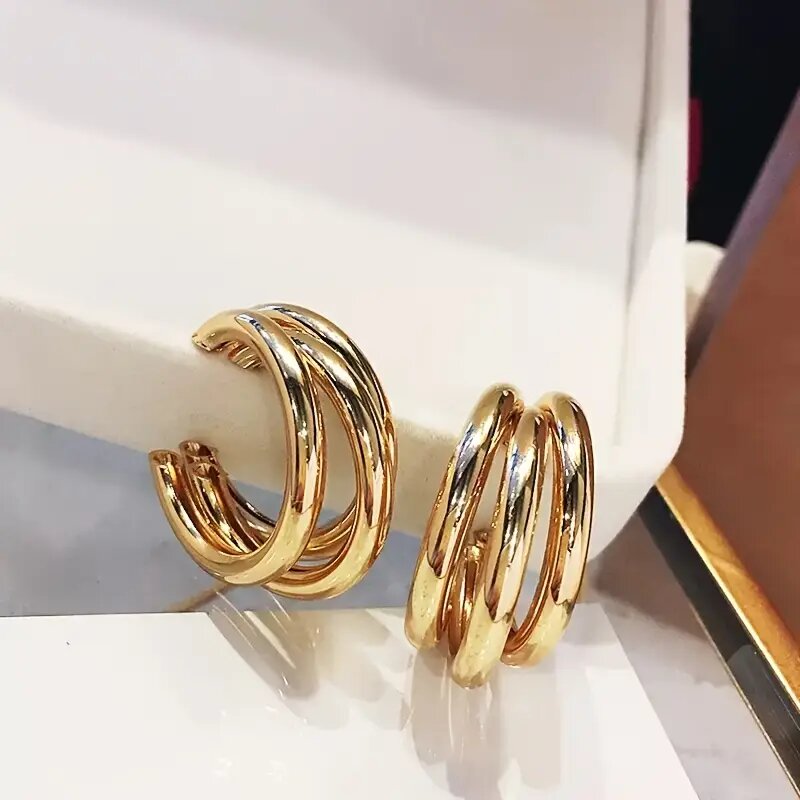 Gold Hoop Earrings Set