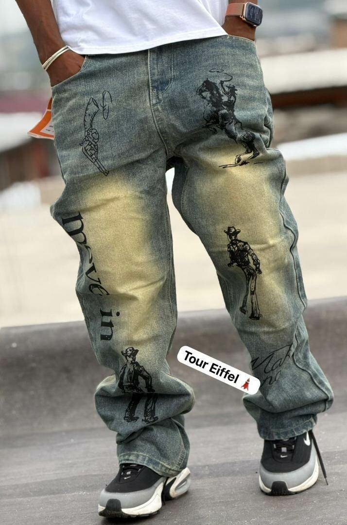 Jeans vintage imprimés