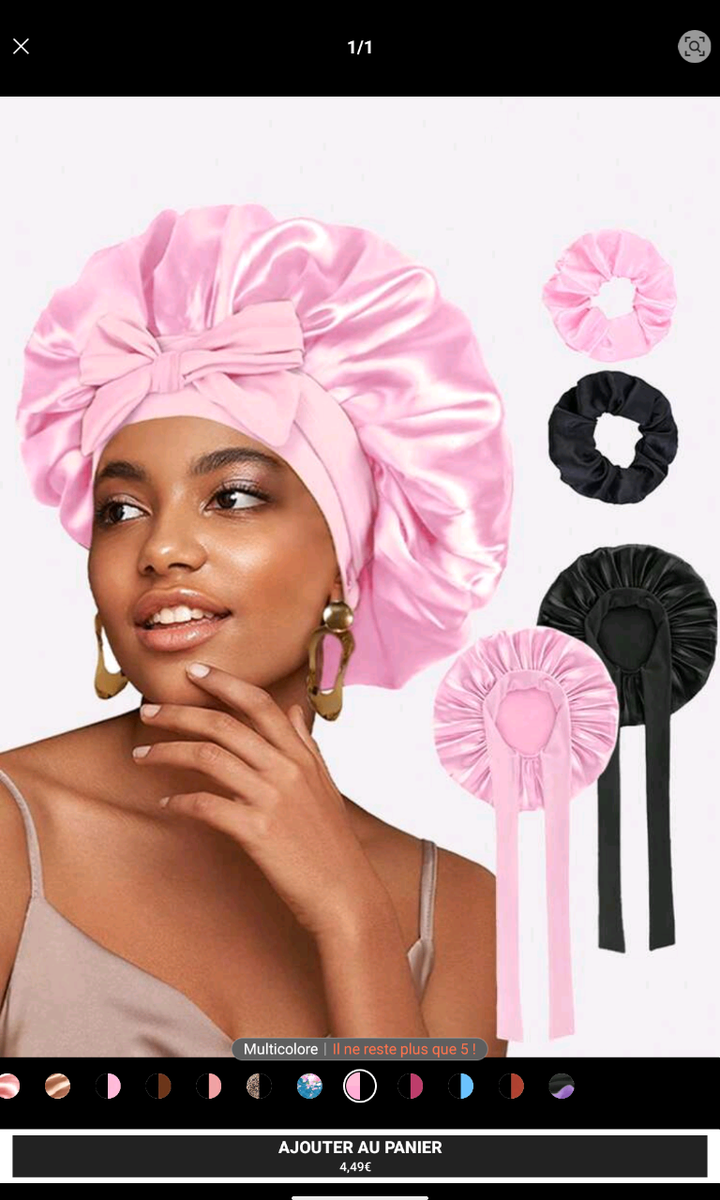 Bonnets + chouchou en Satin