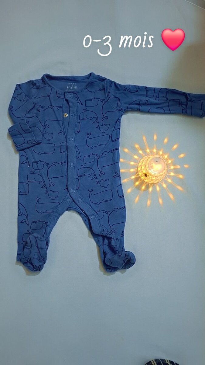 Grenouillère Bébé Bleu Baleines