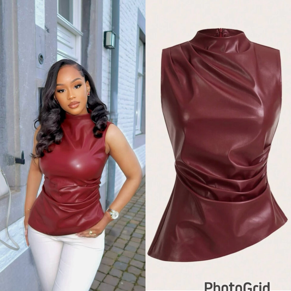 Top en cuir sans manches