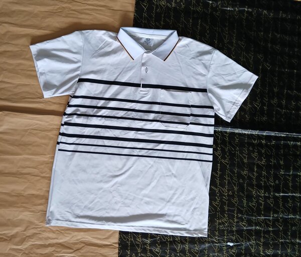 Polo homme blanc rayé