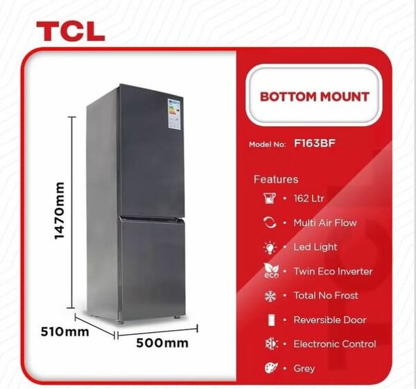 162L TCL DOUBLE DOOR REFRIGERATOR