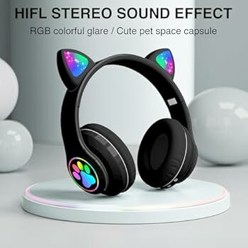 Casque Bluetooth Oreilles Chat RGB