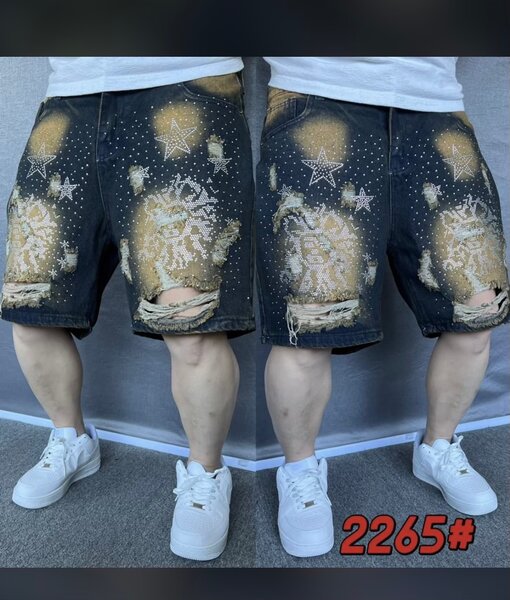 Shorts en jean brodés hommes