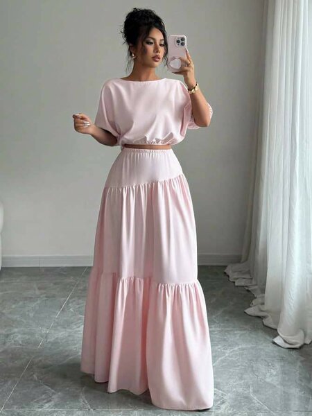 Robe longue rose élégante
