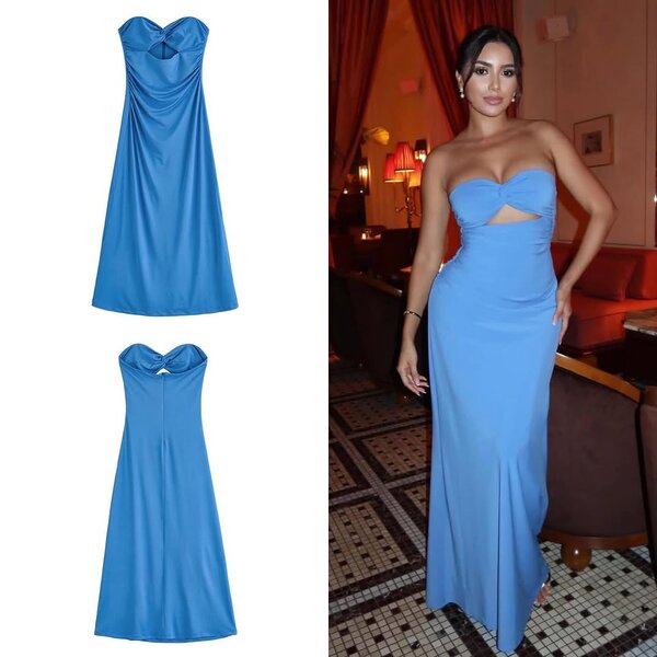 Robe Longue Élegante Bleu