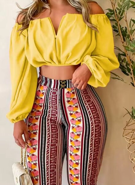 Haut à épaules dénudées jaune