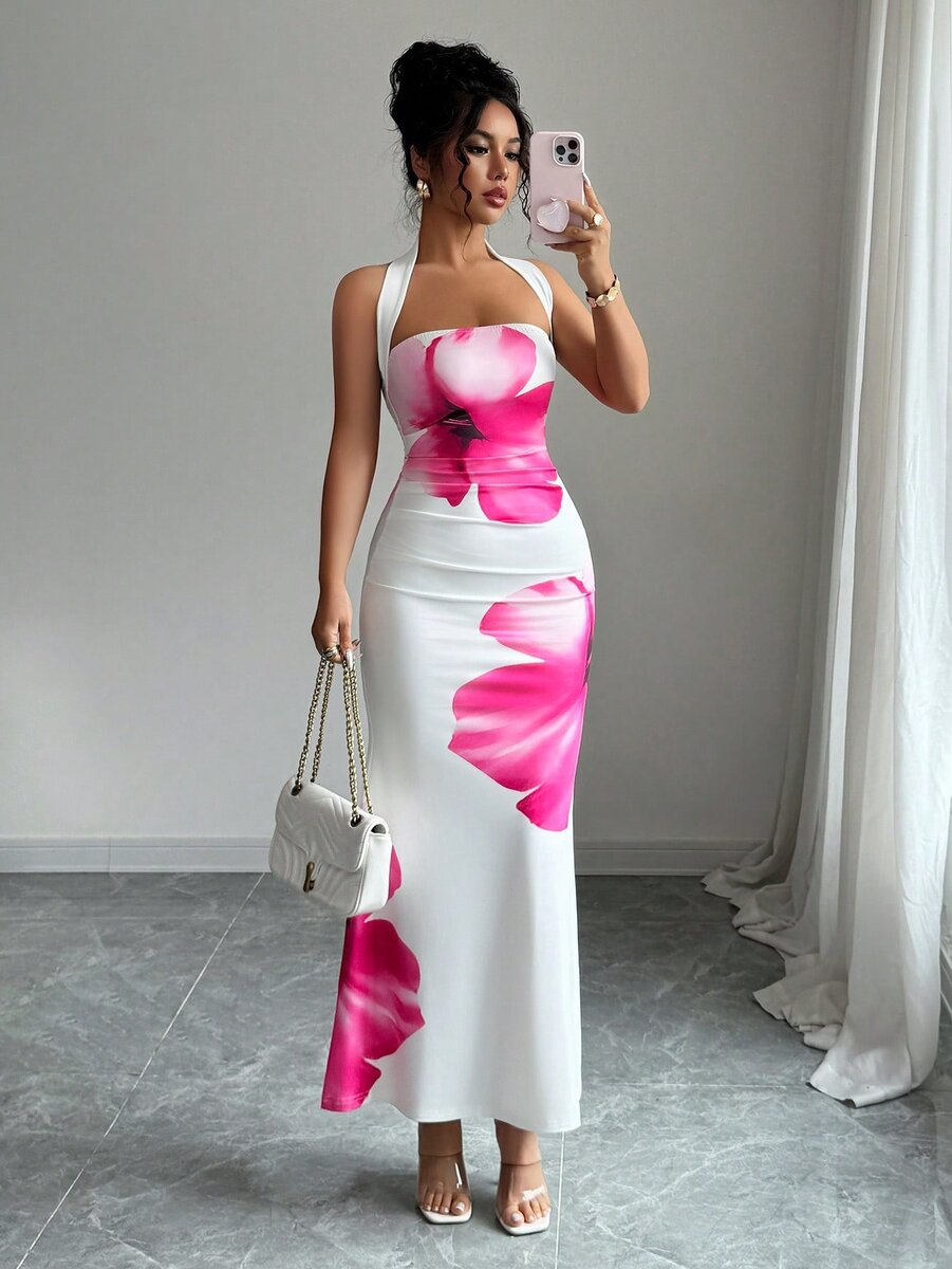 Robe élégante longue imprimée