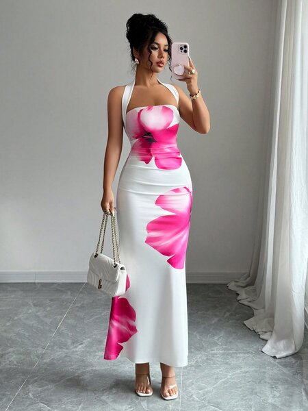 Robe élégante longue imprimée