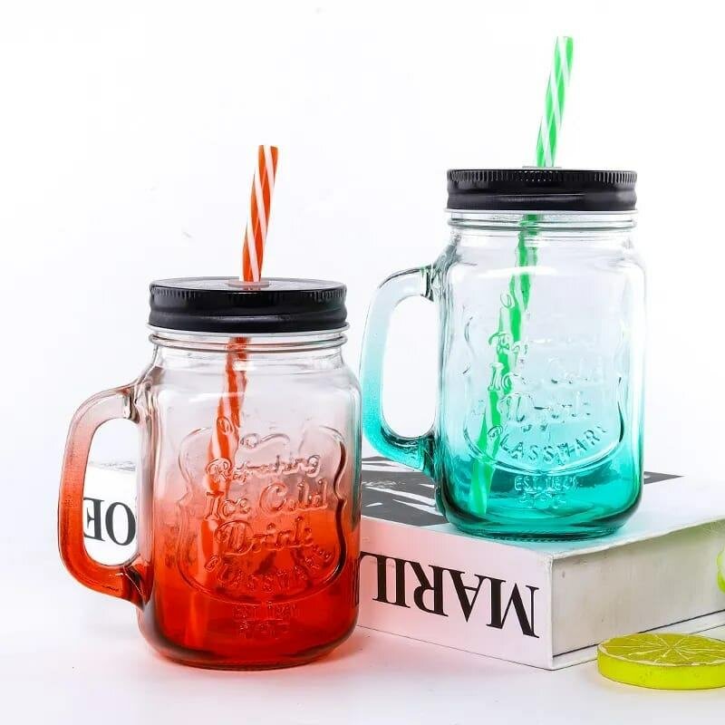 Mason Jar with Straw